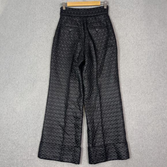 VTG Prada Black Circular Texture High Rise Trouser Pants Size 40 - Picture 5 of 10